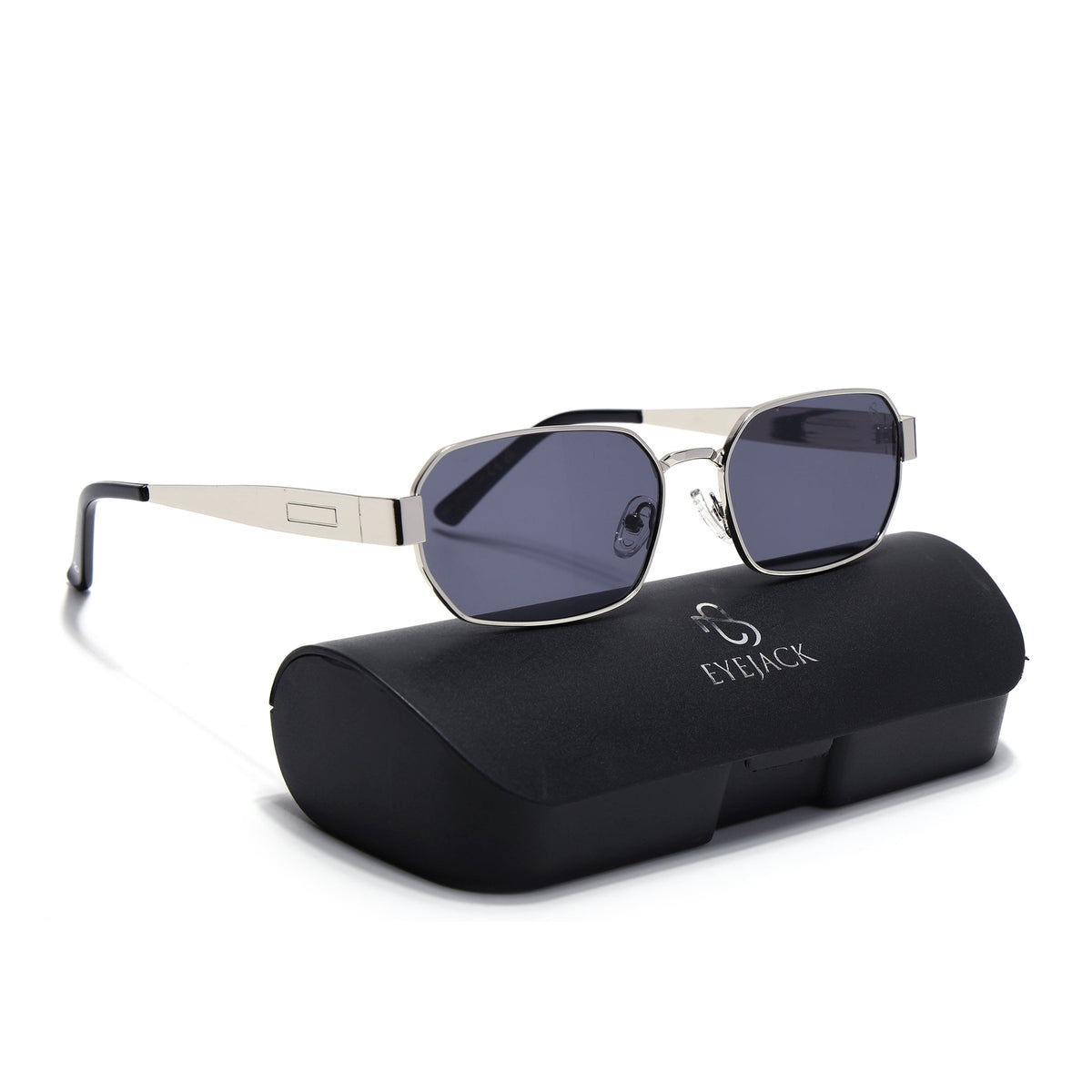 Alpha Silver Rectangle Sunglasses for Men and Women - with box packaging
