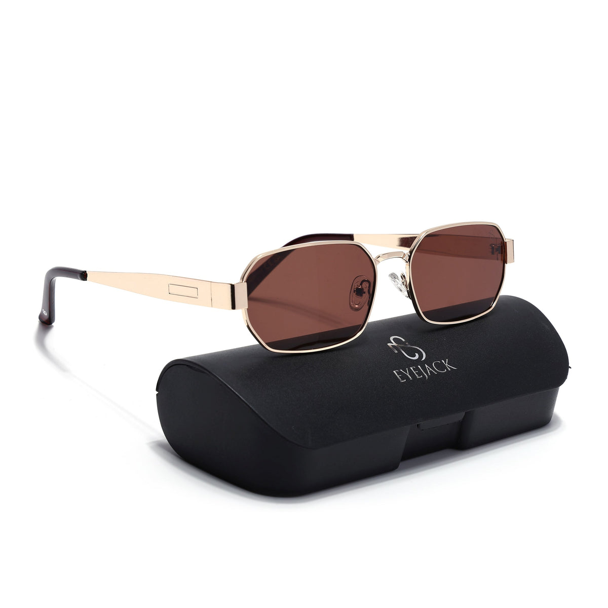 Alpha Golden Rectangle Sunglasses for Men and Women - with box packaging