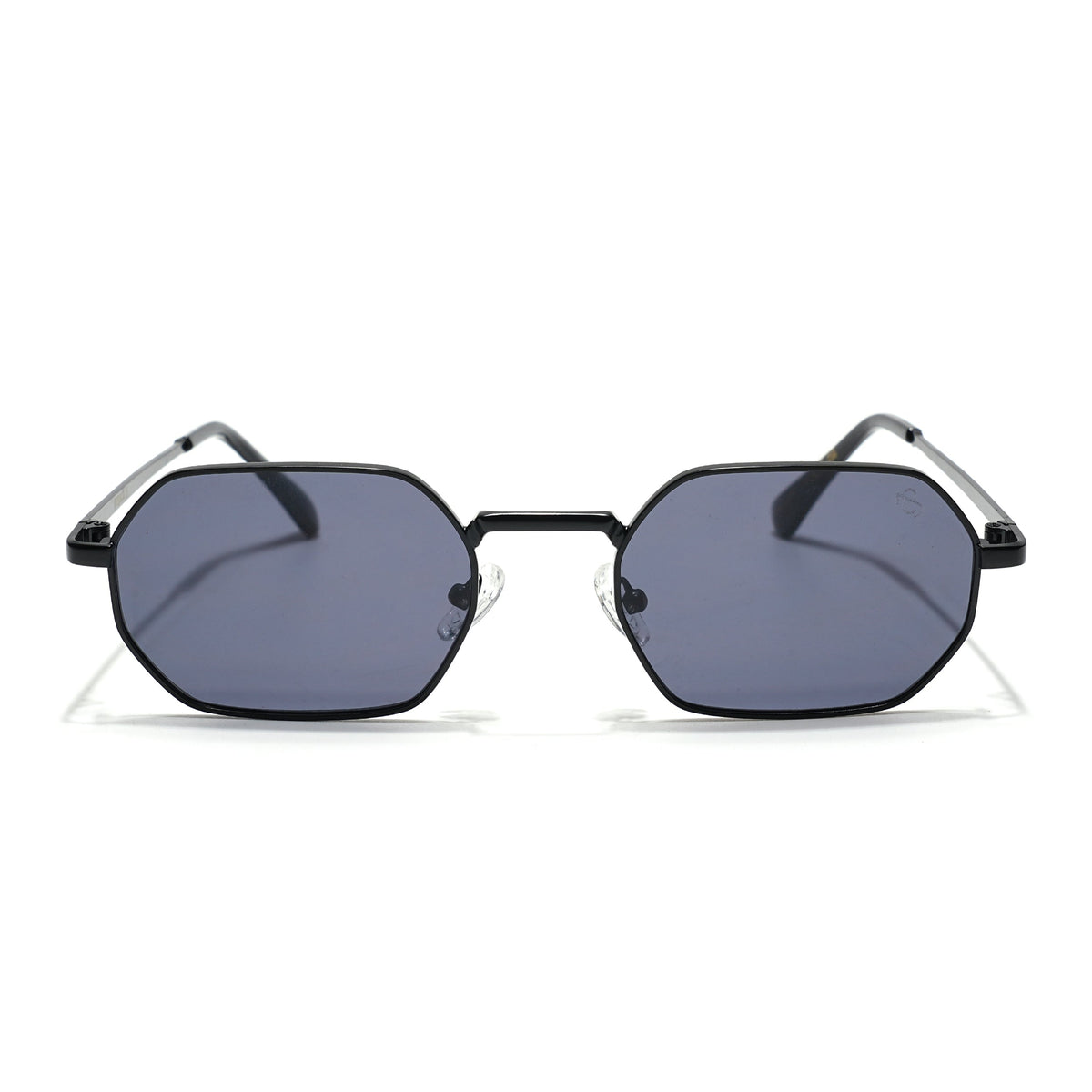 Auralis Black Hexagonal Sunglasses for Men and Women - view 2