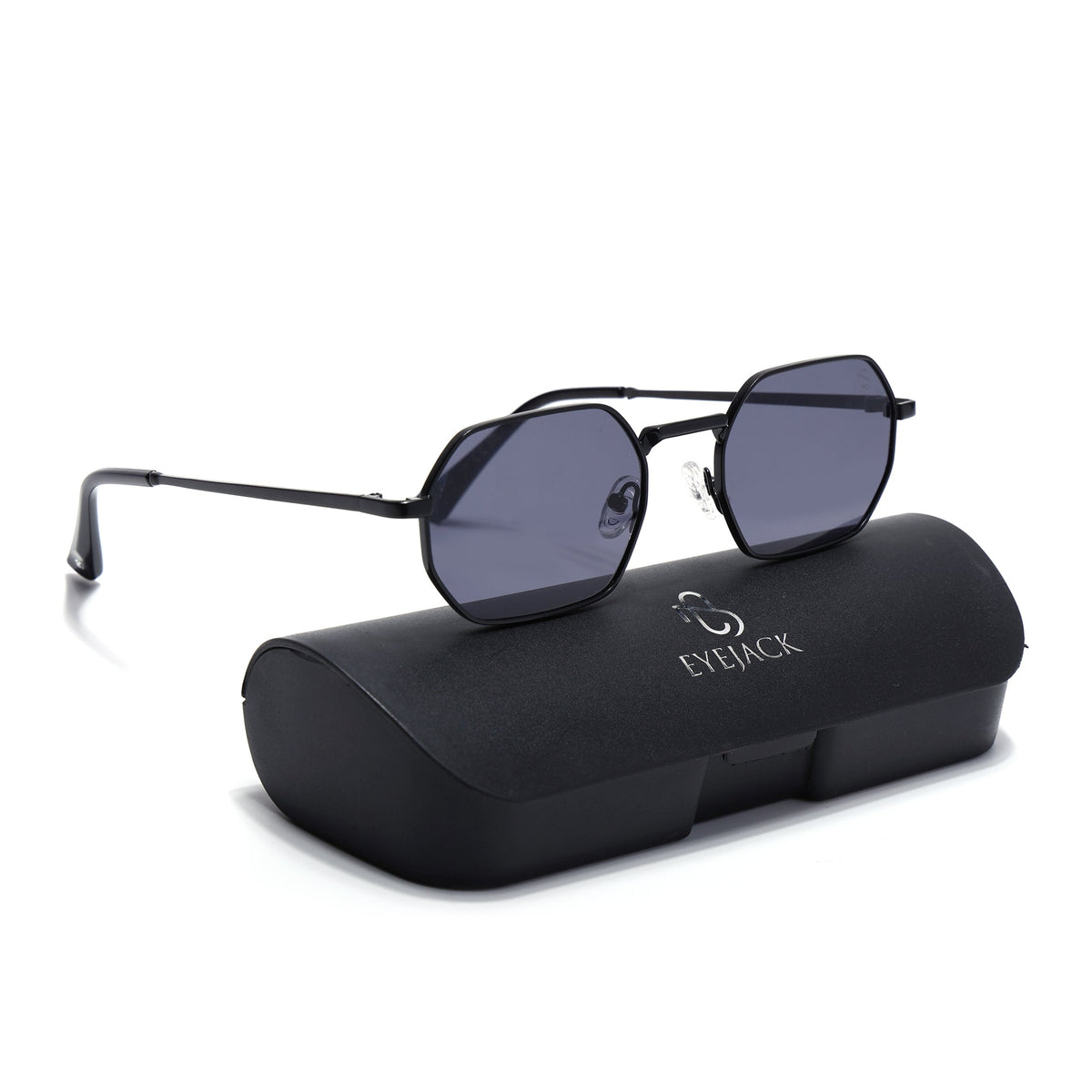 Auralis Black Hexagonal Sunglasses for Men and Women - with box packaging
