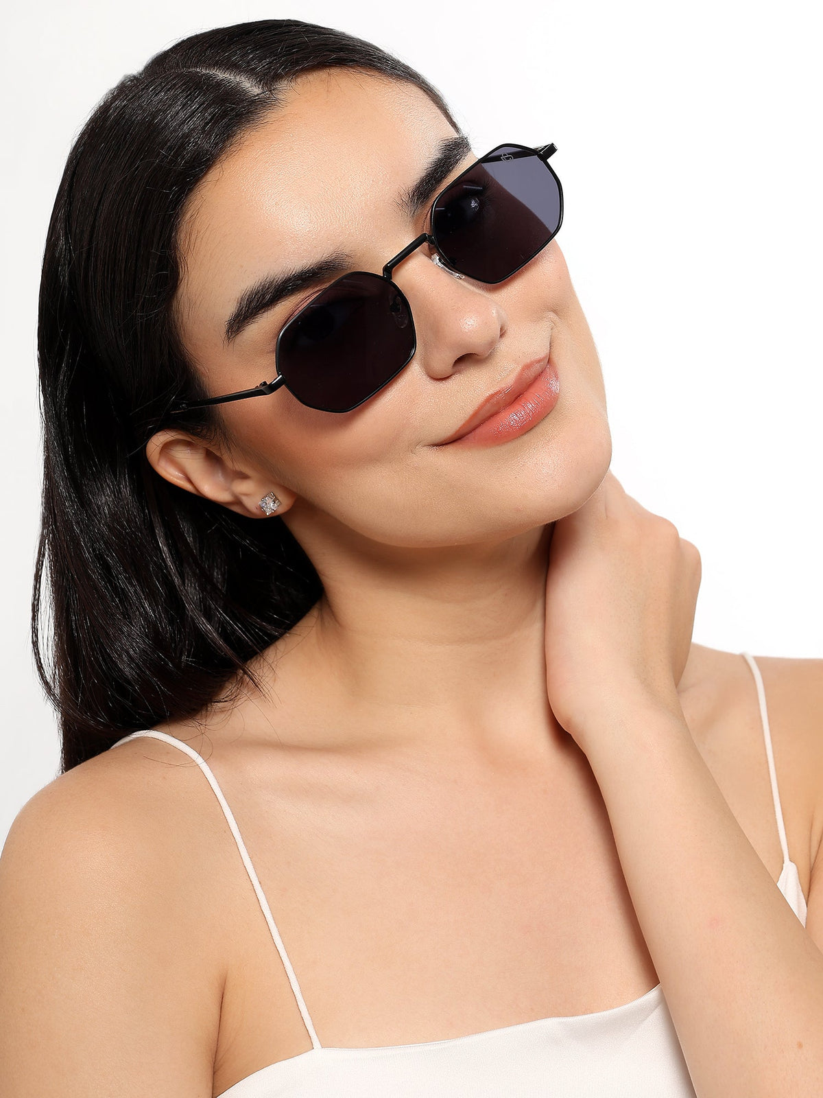 Auralis Black Hexagonal Sunglasses for Men and Women - view 7