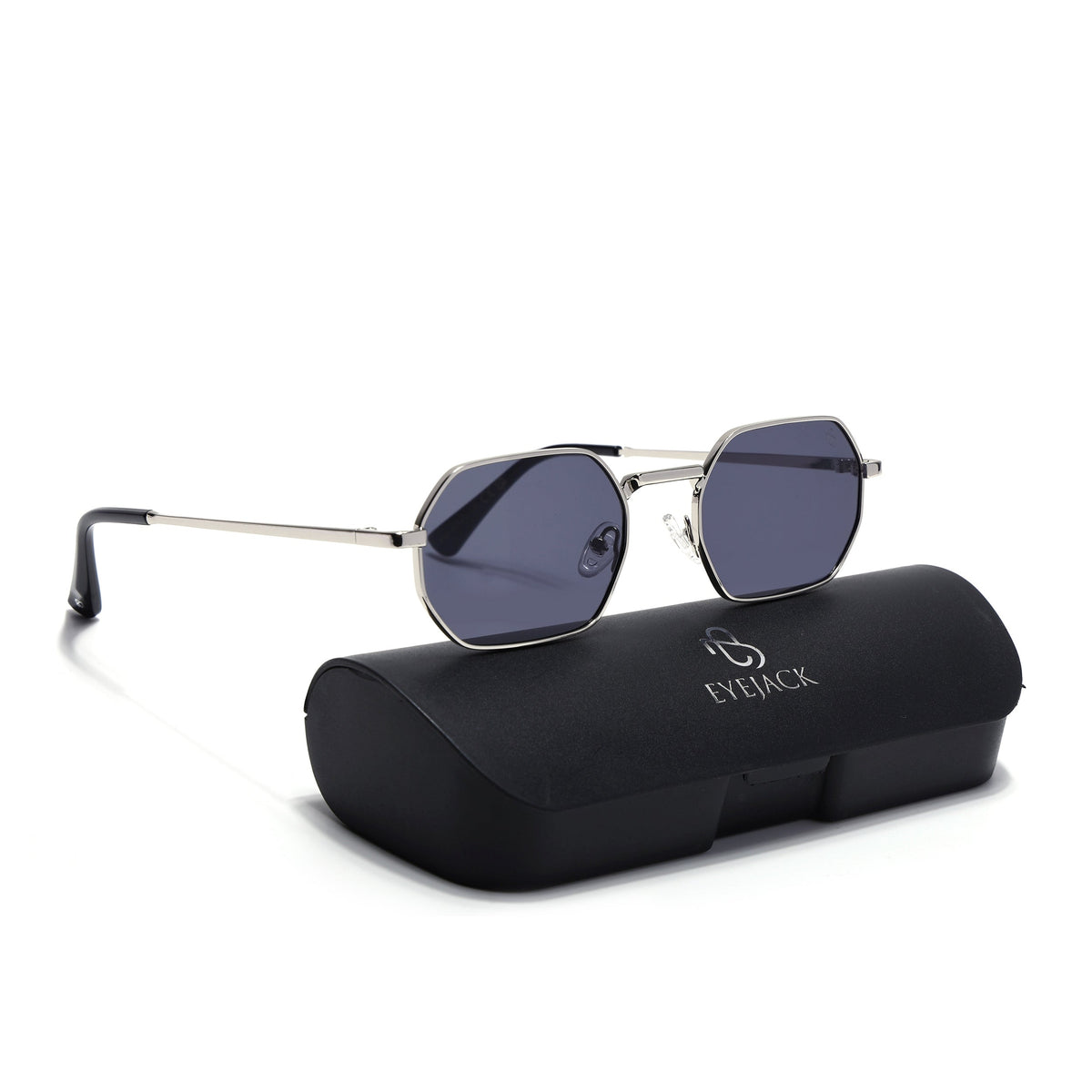 Auralis Silver Hexagonal Sunglasses for Men and Women - with box packaging