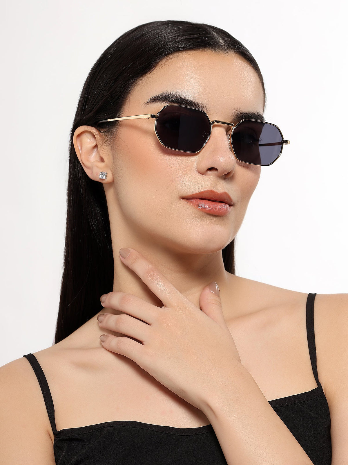 Auralis Golden Hexagonal Sunglasses for Men and Women - view 8