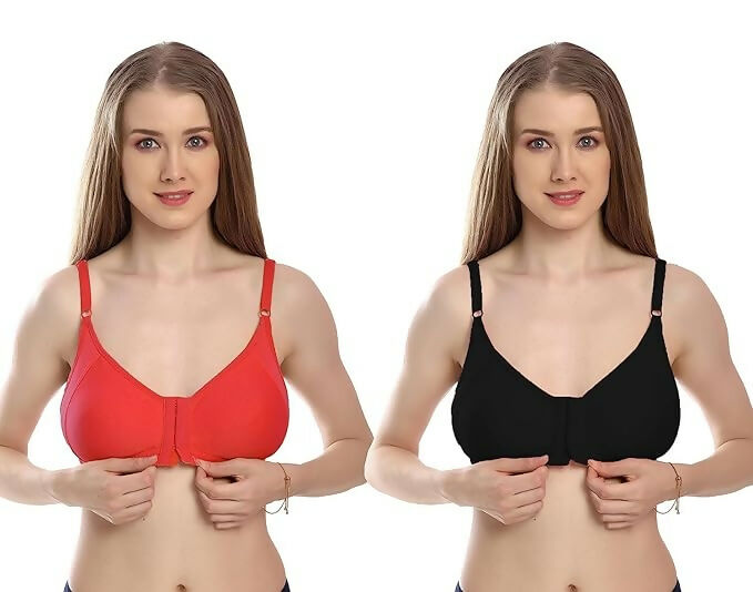 Women's Premium Front-Hook Daily Wear Bra – Pack of 2 (Multicolor)