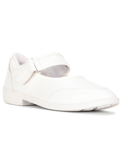 Bata Girl's White Velcro School Shoes - White