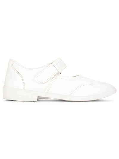 Bata Girl's White Velcro School Shoes - White