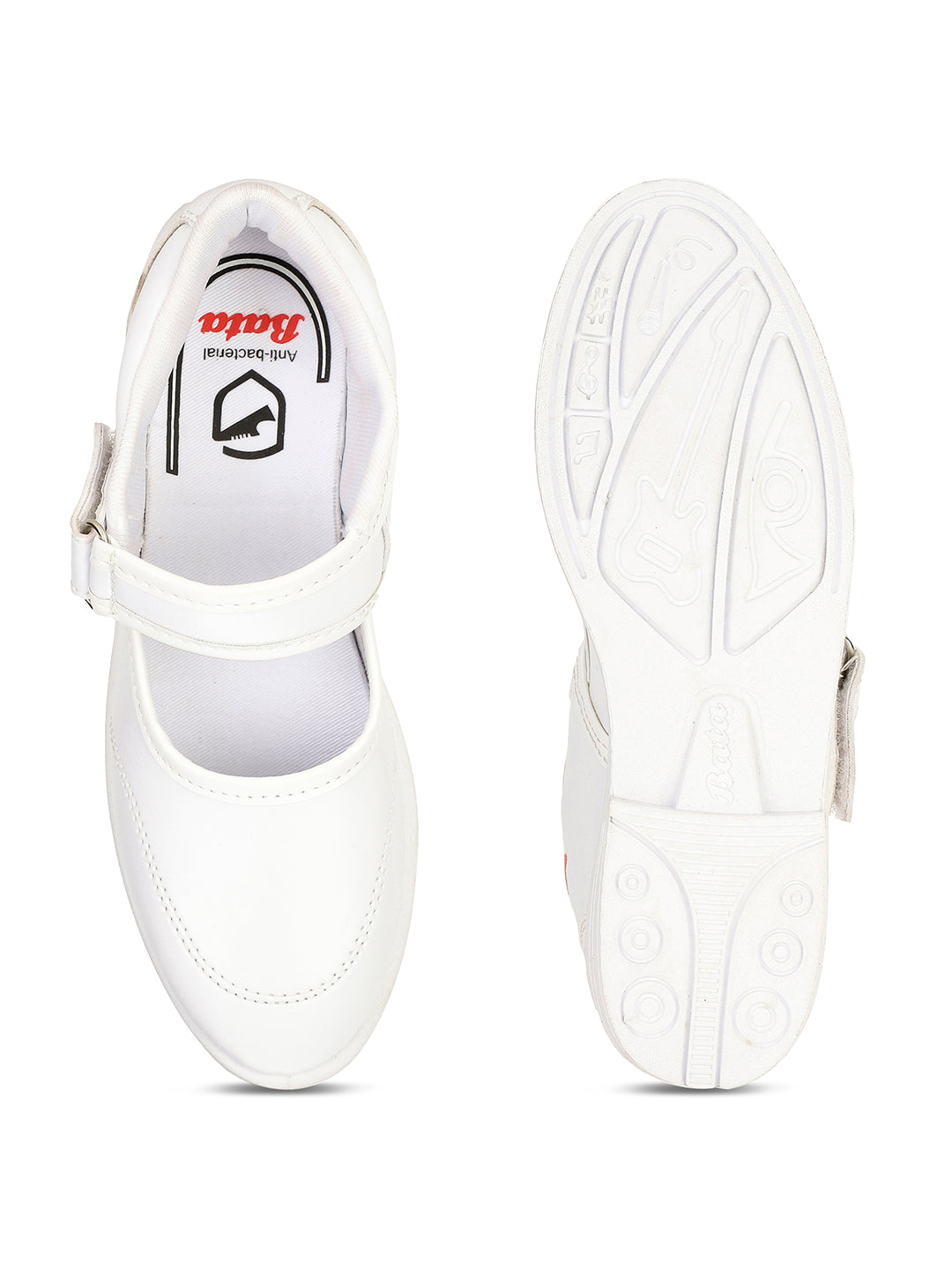 Bata Girl's White Velcro School Shoes - White