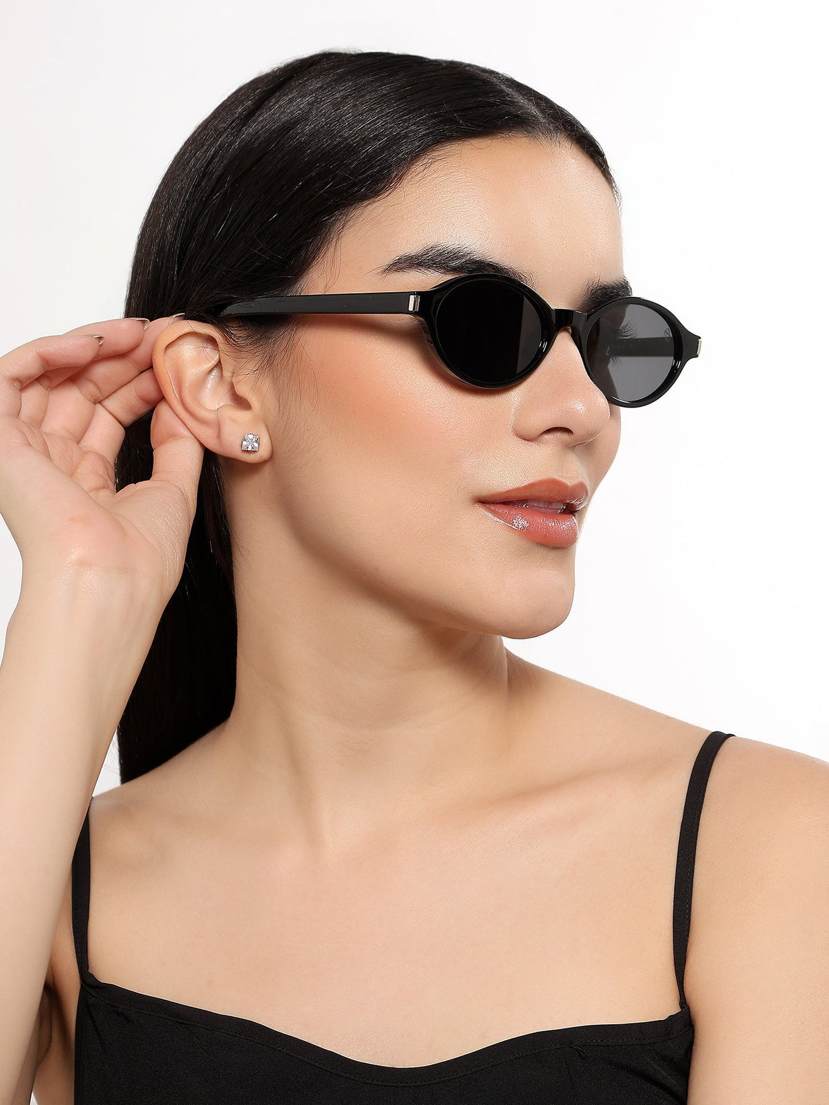 Bloom Black Oval Sunglasses for Women - view 1