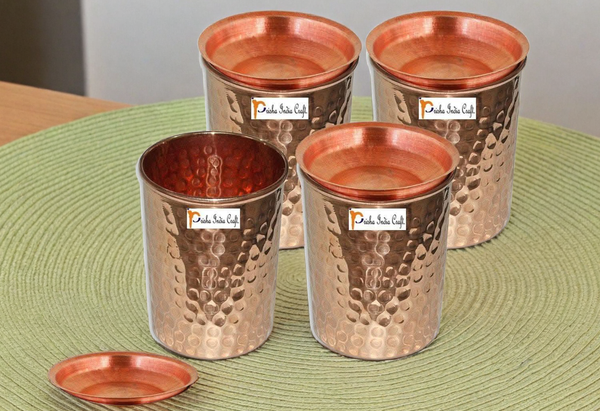 Pure copper glass tumble (pack of 4x250ml) | PRISHA INDIA CRAFT