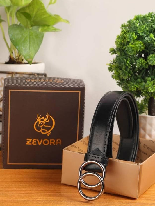 ZEVORA Girls Casual Party Black Genuine Leather Belt - HalfPe