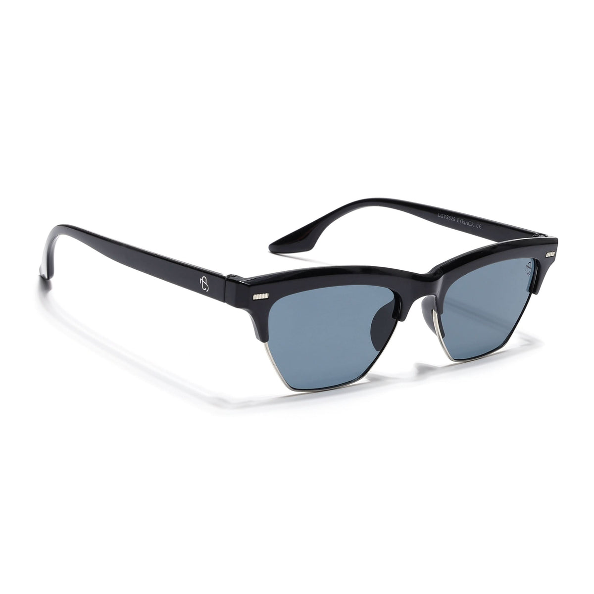 Eyejack Shine Black Half Rim Sunglasses for Men and Women - view 2