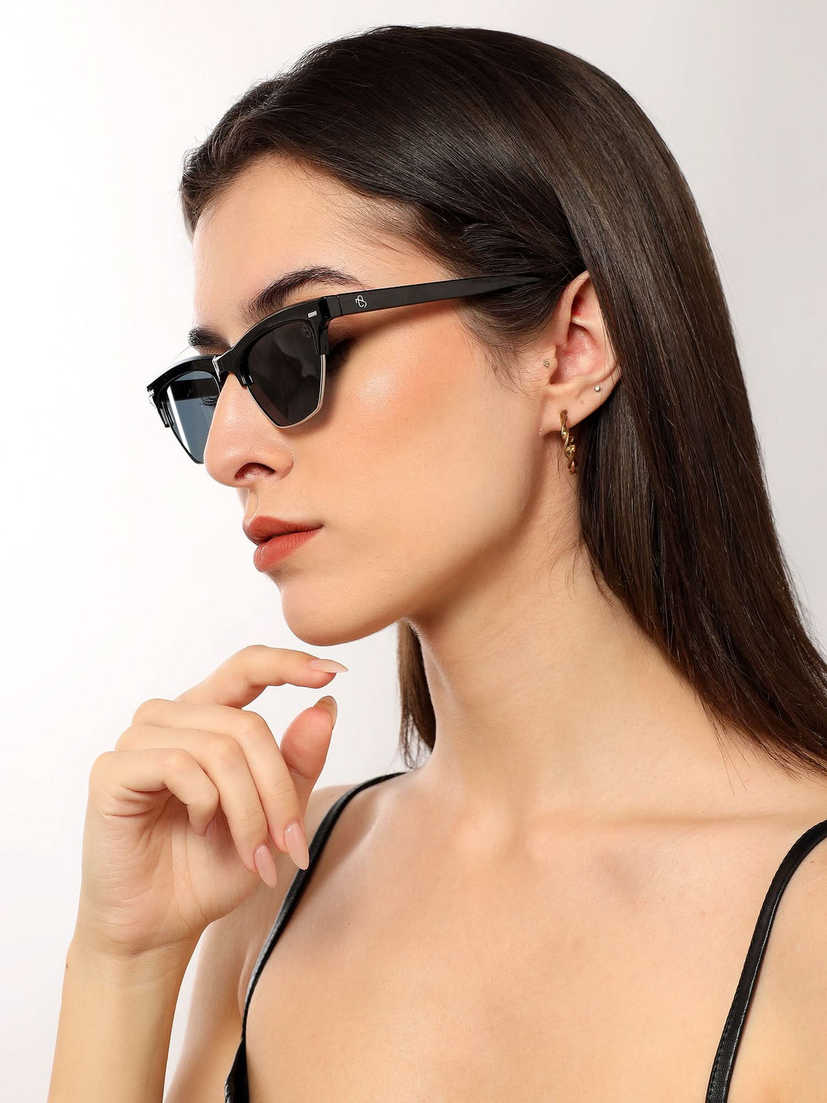Eyejack Shine Black Half Rim Sunglasses for Men and Women - view 7