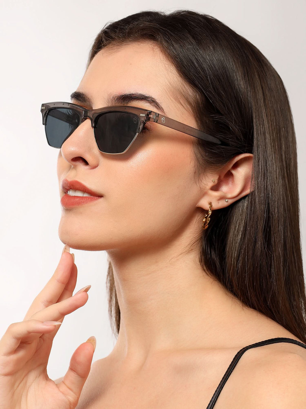 Eyejack Shine Grey Half Rim Sunglasses for Men and Women - view 1