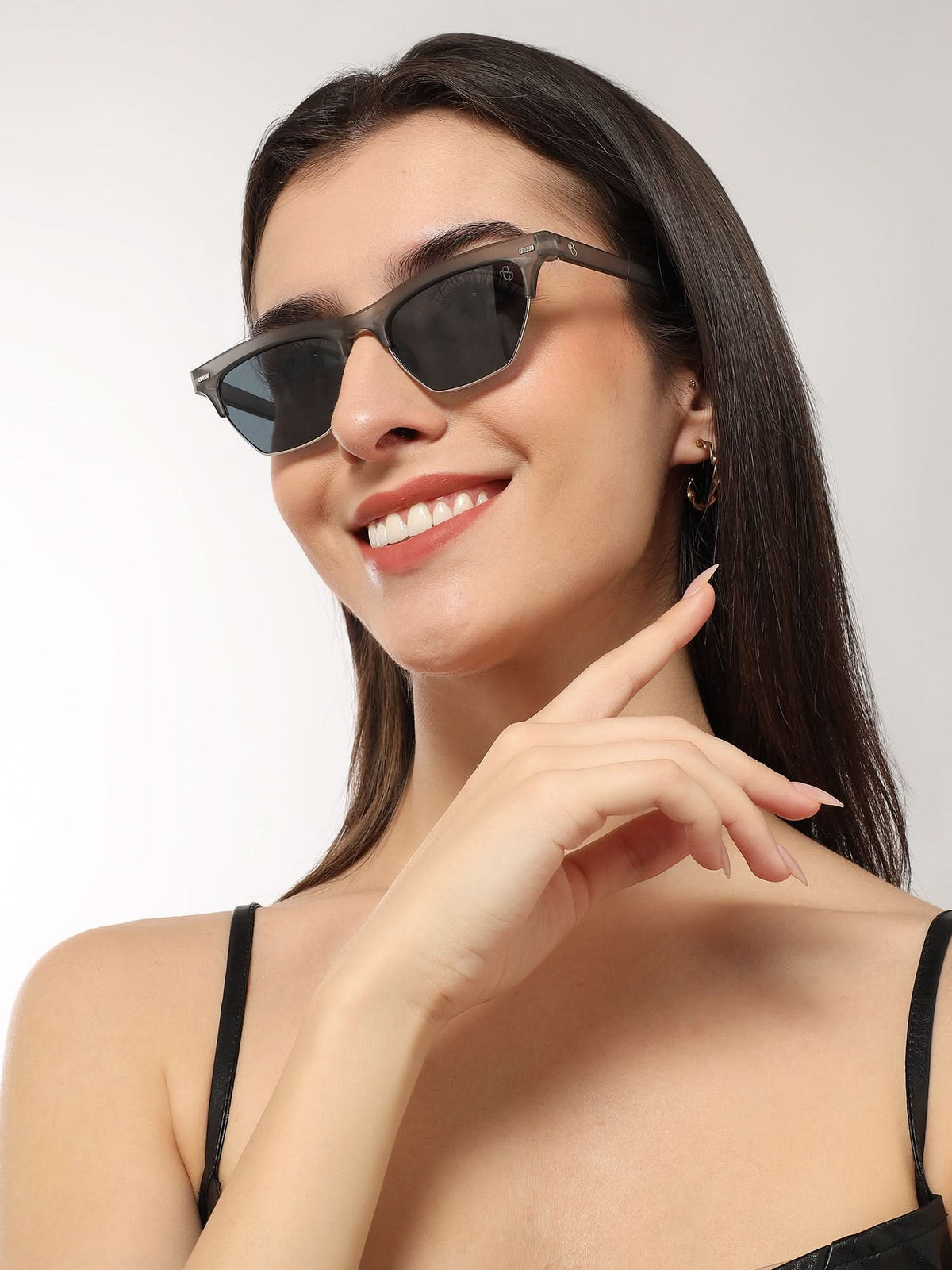 Eyejack Matte Grey Half Rim Sunglasses for Men and Women - view 7