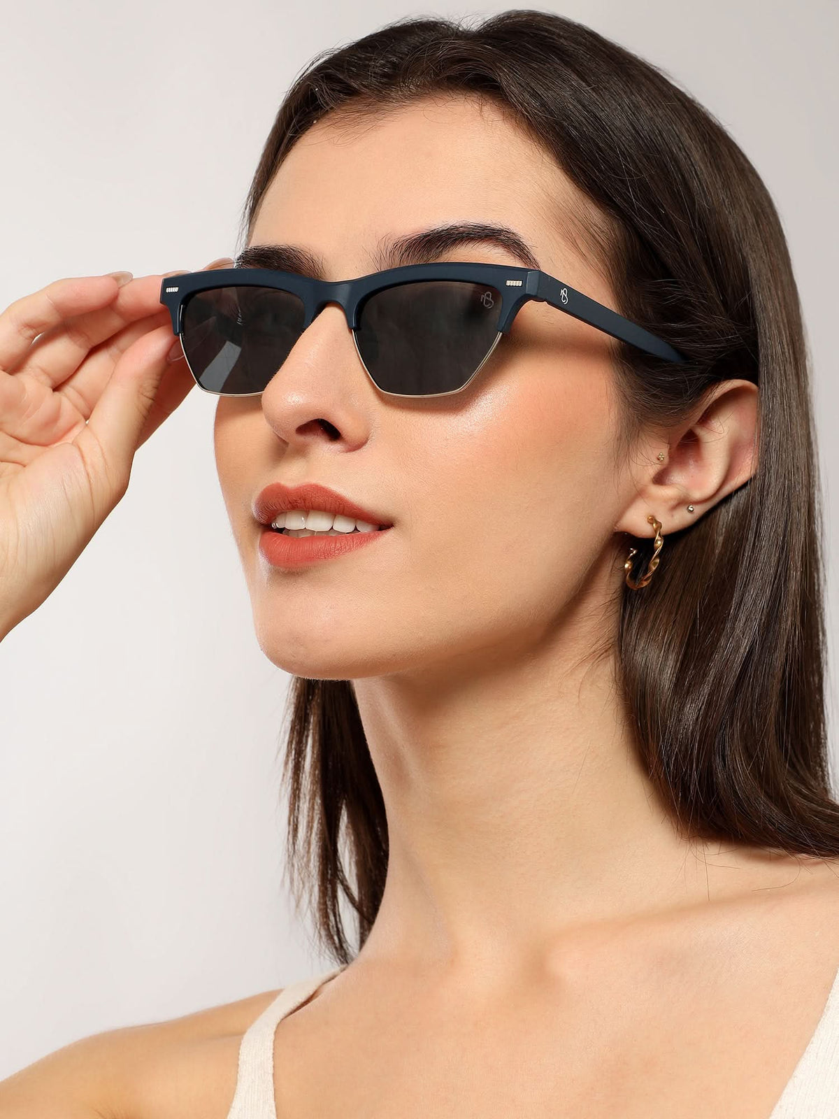 Eyejack Blue Half Rim Sunglasses for Men and Women - view 1