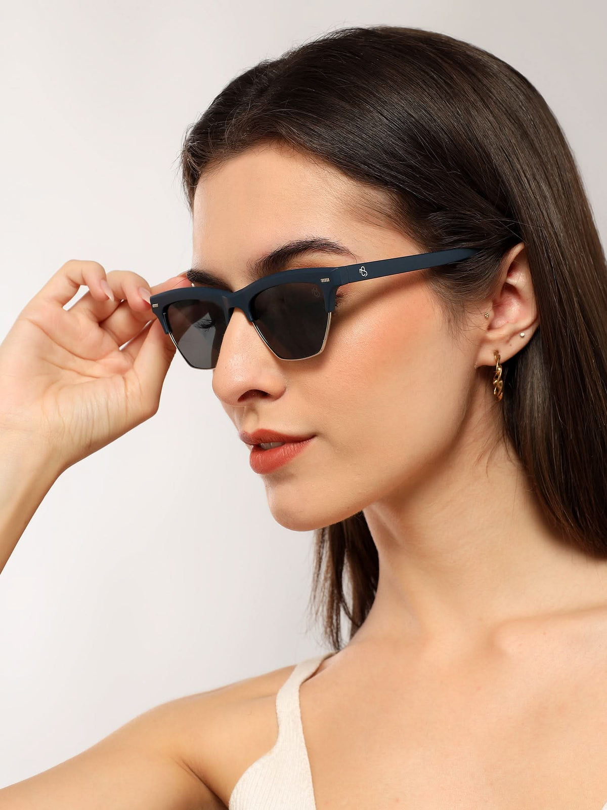 Eyejack Blue Half Rim Sunglasses for Men and Women - view 7