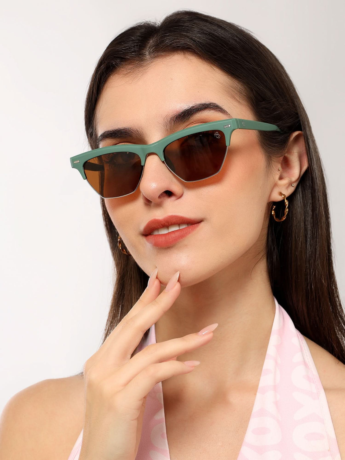 Eyejack Olive Half Rim Sunglasses for Men and Women - view 1