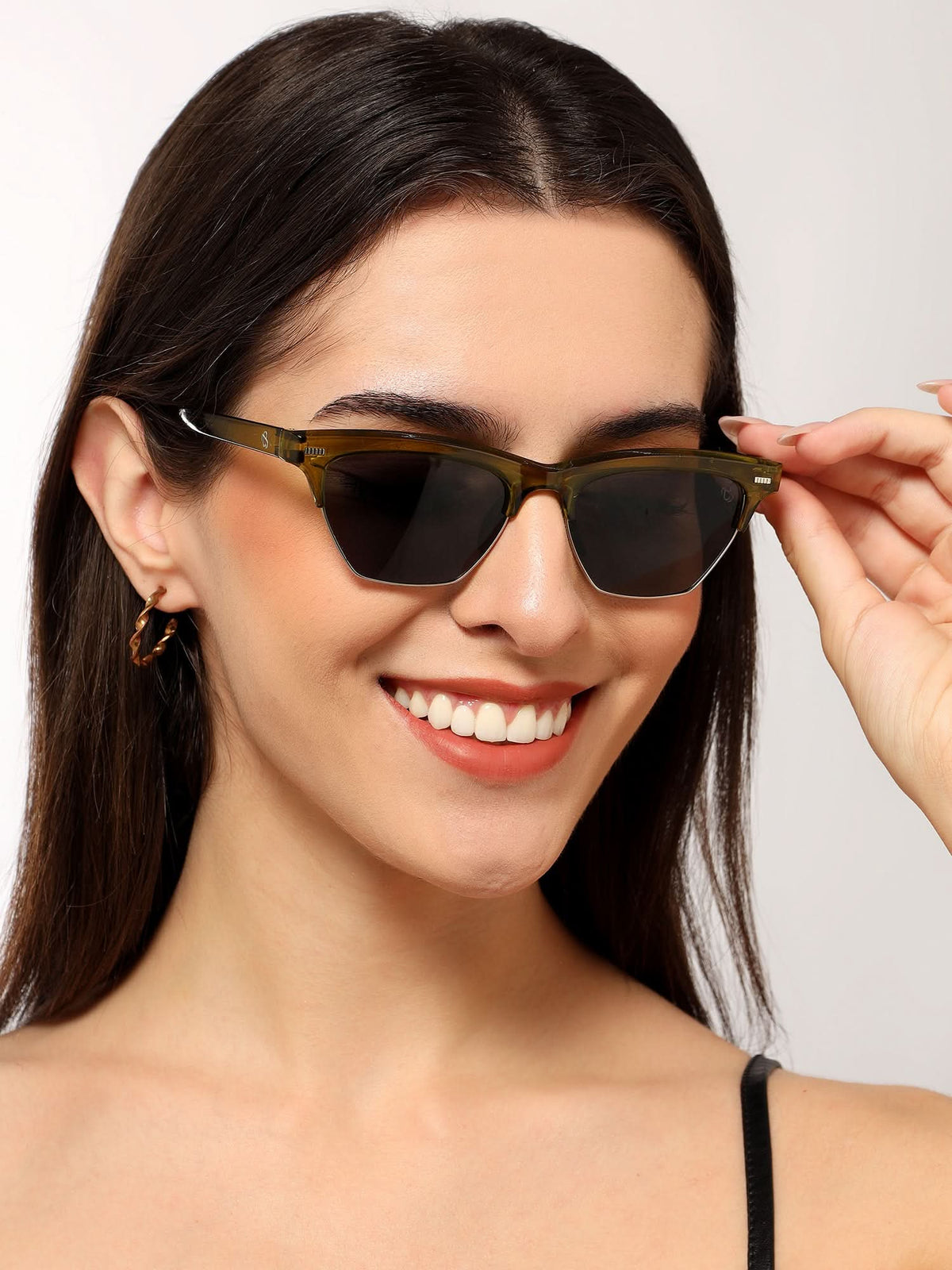 Eyejack Green Half Rim Sunglasses for Men and Women - Style 1215 - view 1