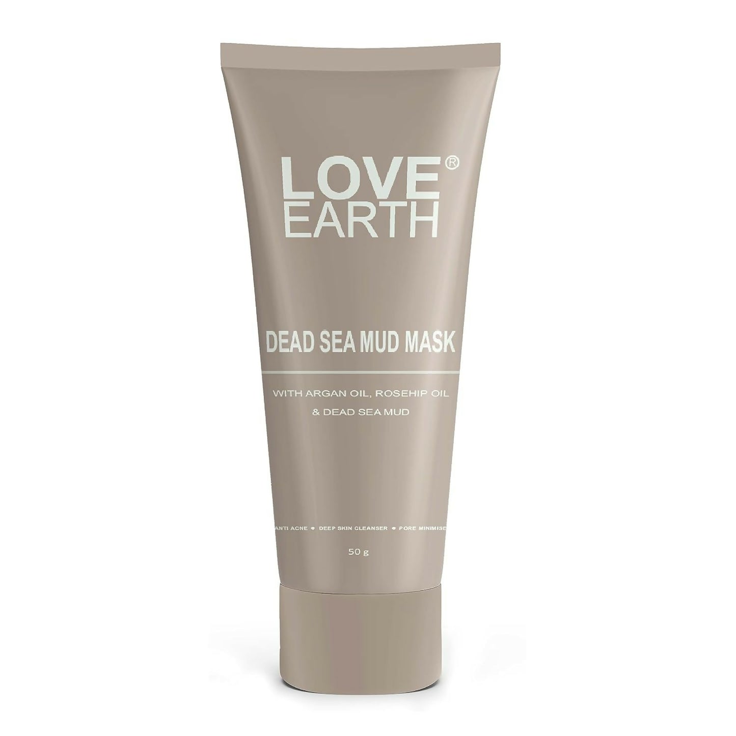 Love Earth Dead Sea Mud Mask with Argan Oil and Rosehip Oil For Acne, Deep Skin Cleaning & Open Pore Minimising 50g