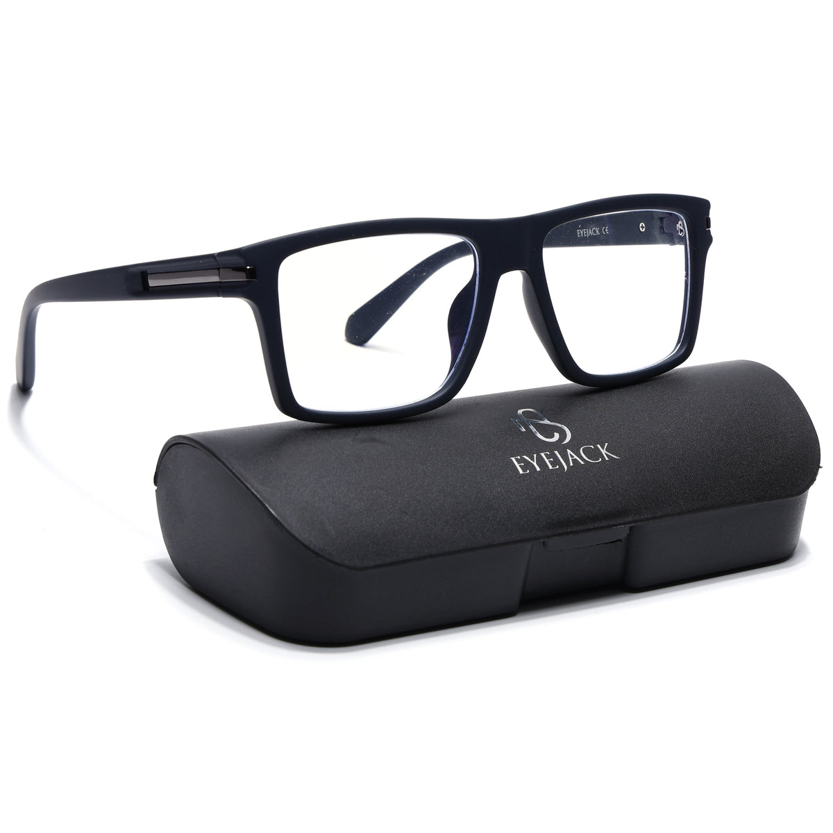 Eyejack Crossline Navy Blue Square Eyeglasses for Men and Women - Style 2095 - with box packaging
