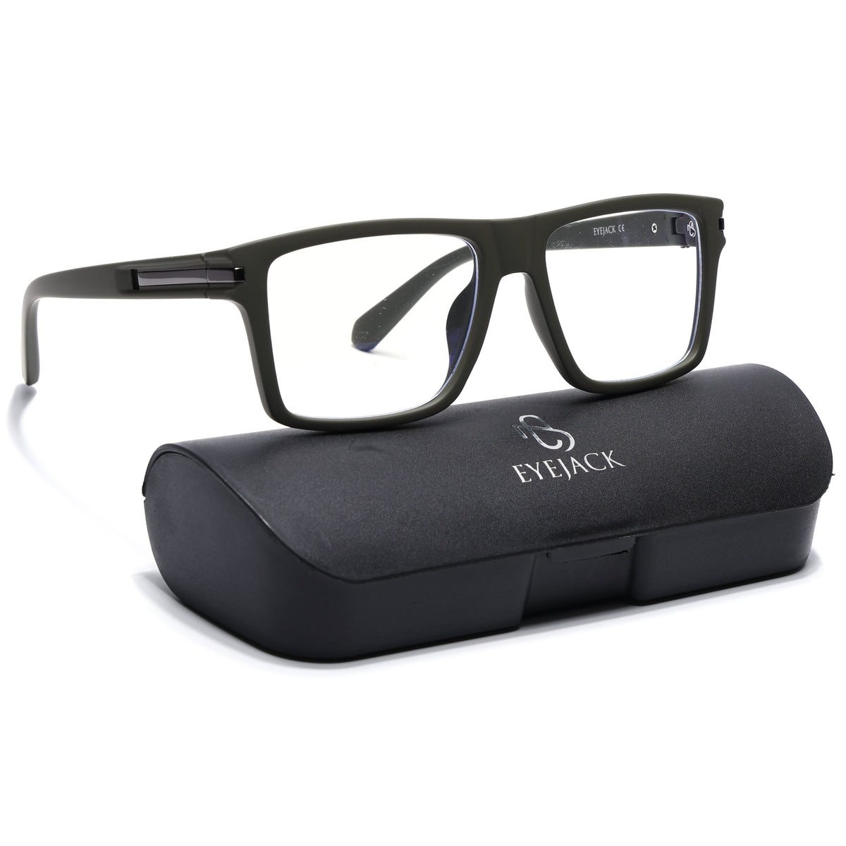 Eyejack Crossline Green Square Eyeglasses for Men and Women - Style 2097 - with box packaging