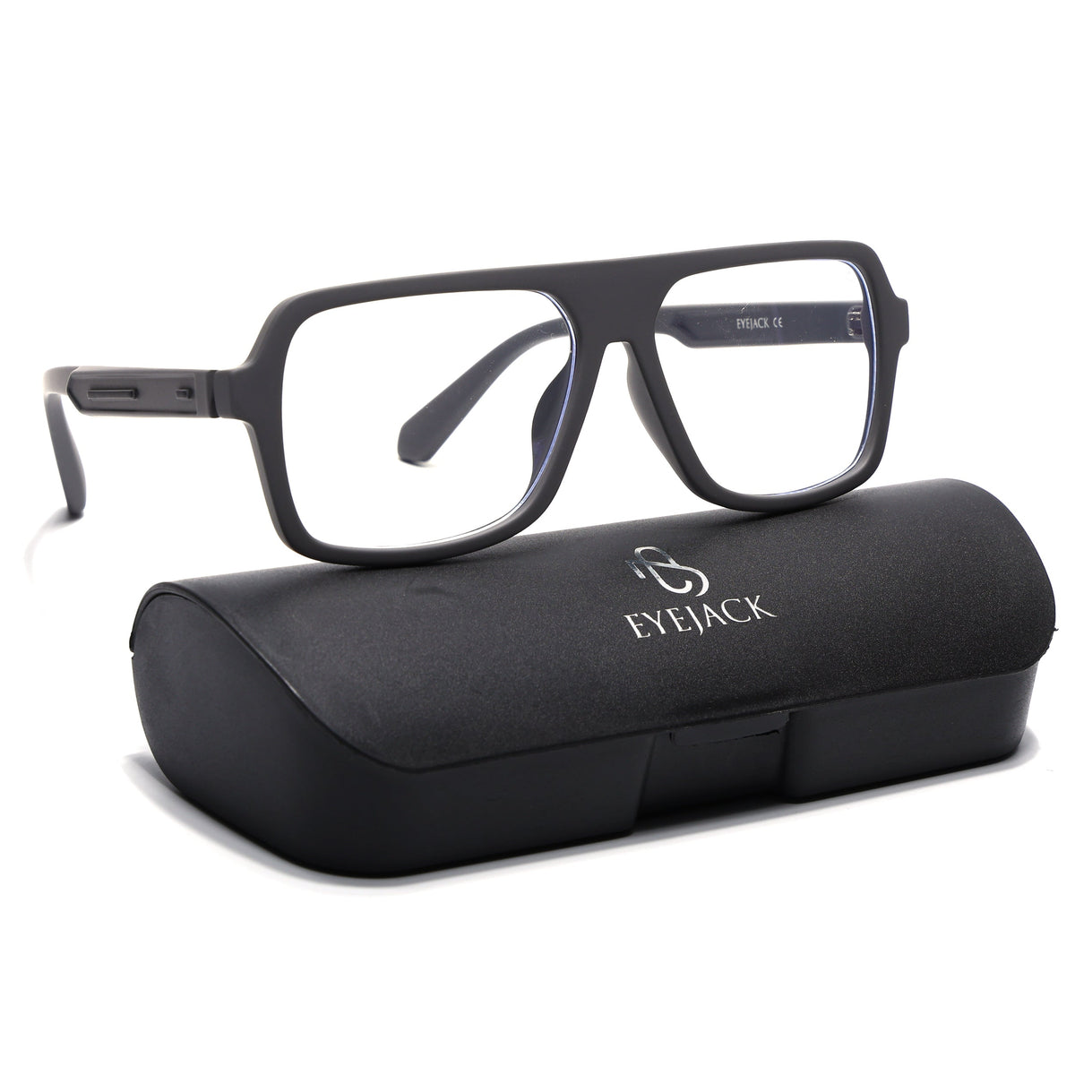 Eyejack Crossline Grey Wayfarer Eyeglasses for Men and Women - with box packaging