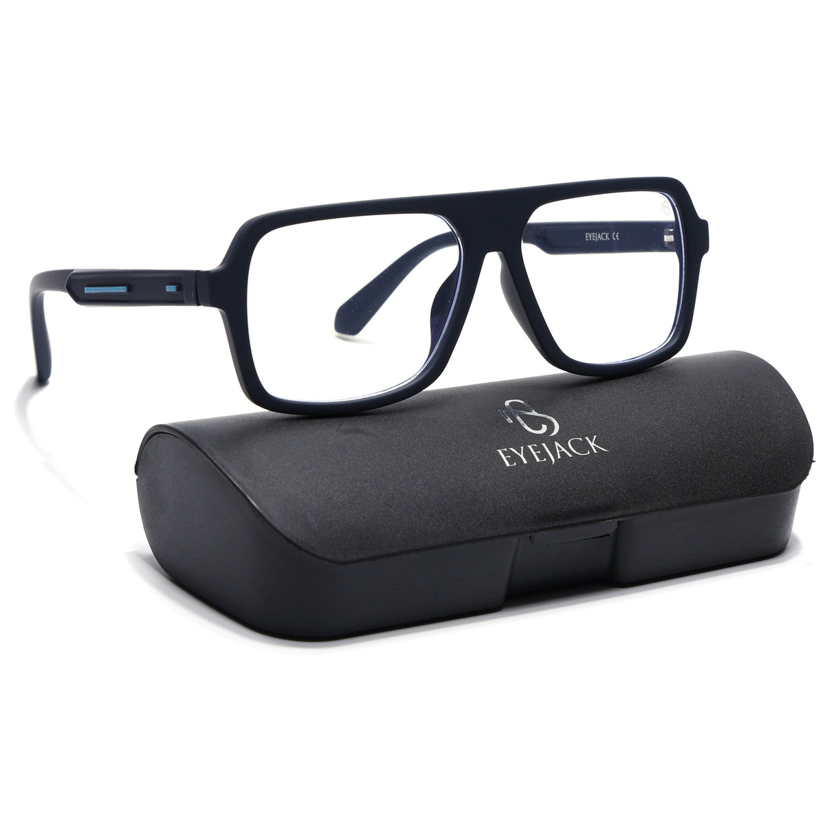 Eyejack Crossline Navy Blue Wayfarer Eyeglasses for Men and Women - with box packaging