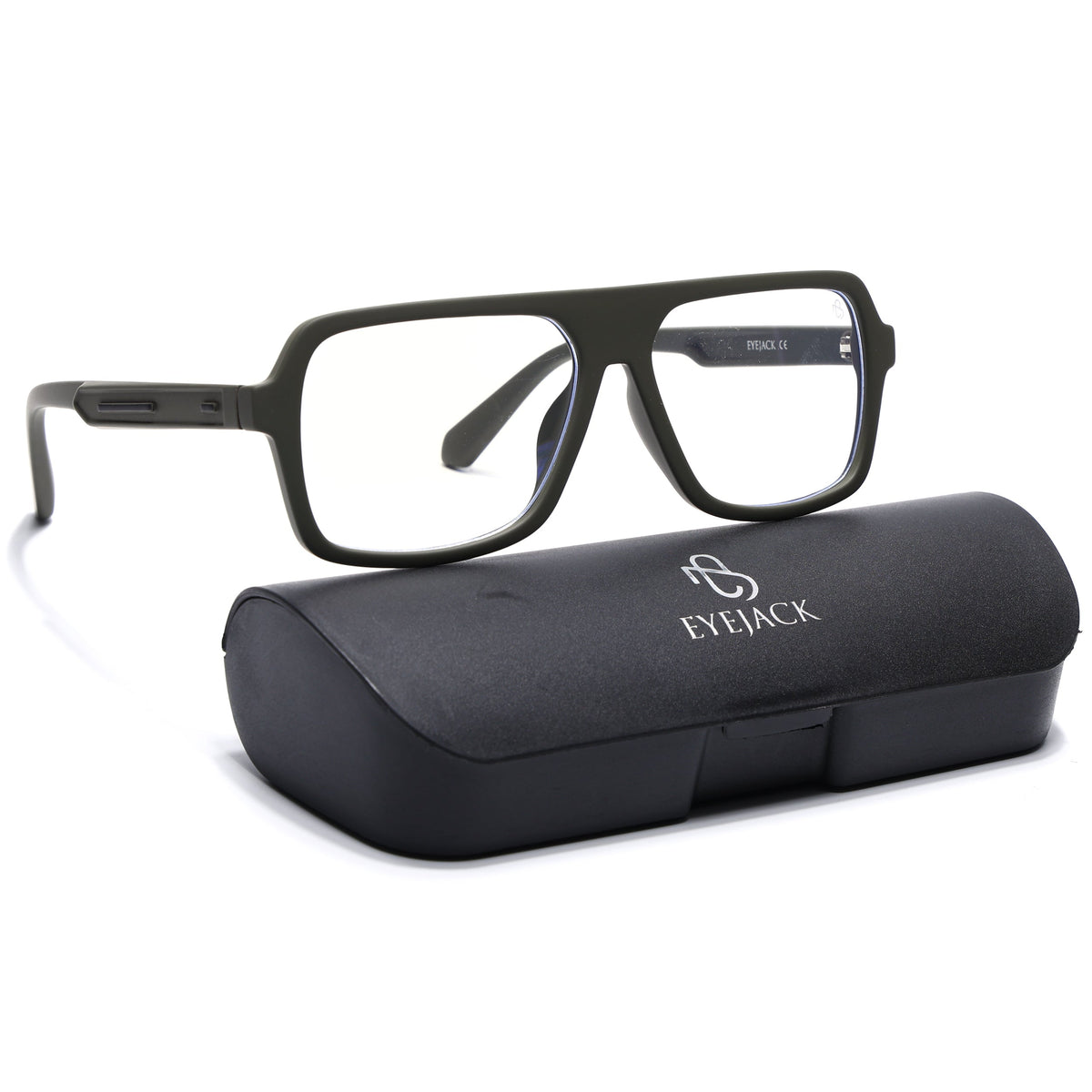 Eyejack Crossline Green Wayfarer Eyeglasses for Men and Women - with box packaging