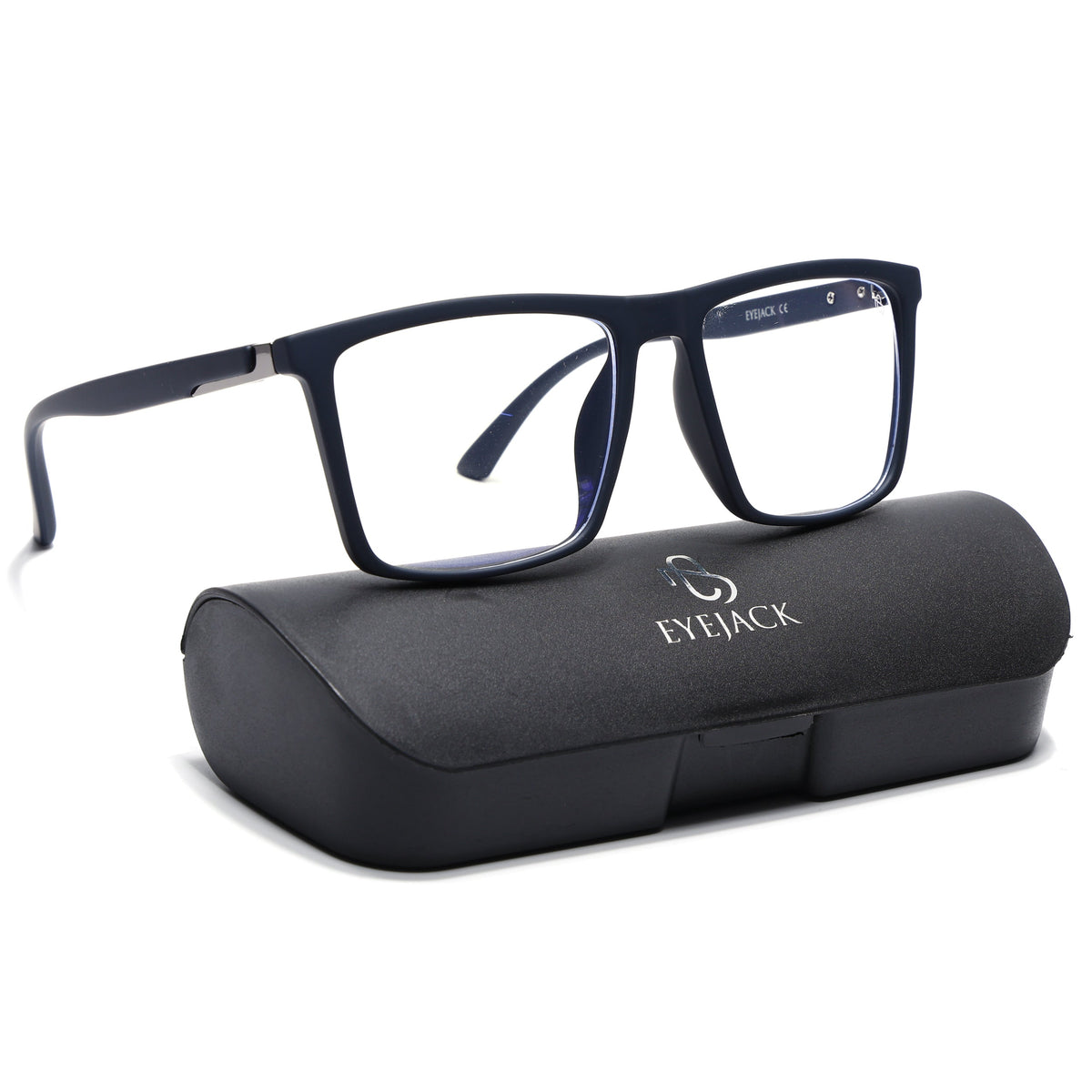 Eyejack Crossline Navy Blue Square Eyeglasses for Men and Women - Style 2113 - with box packaging
