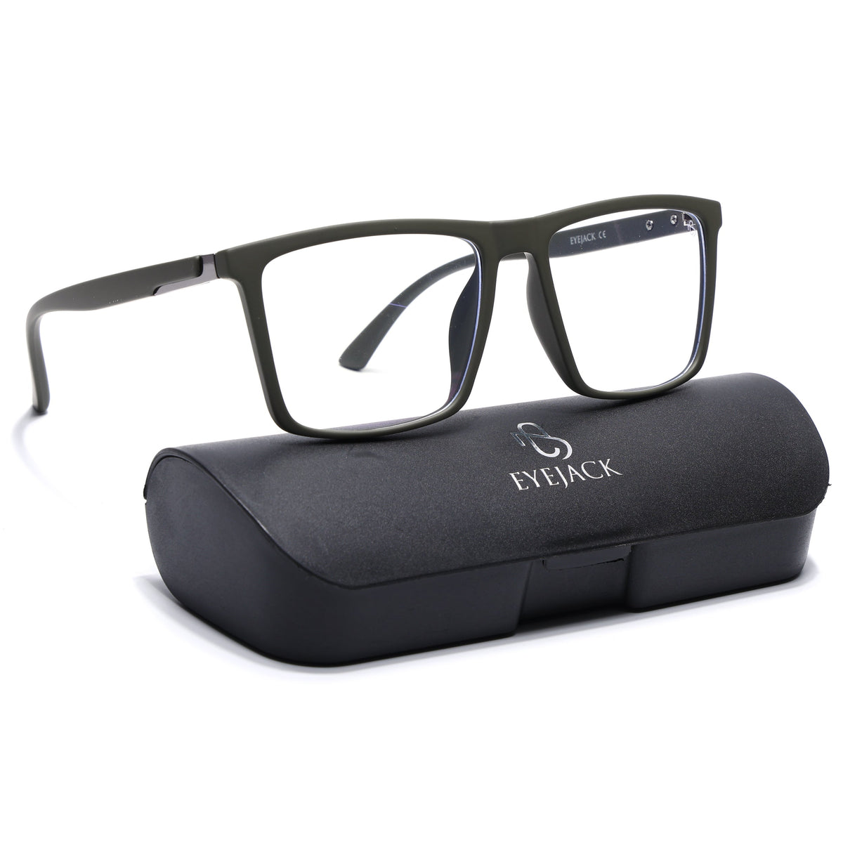Eyejack Crossline Green Square Eyeglasses for Men and Women - Style 2115 - with box packaging