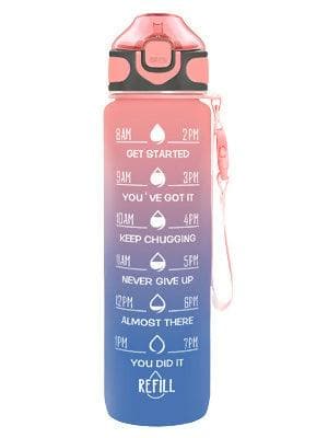 Emcrovi 1Pcs Plastic Water Bottle, Spirit Motivational Water Gallon with Time Marker Large Capacity 2000ml(Multi color) - HalfPe