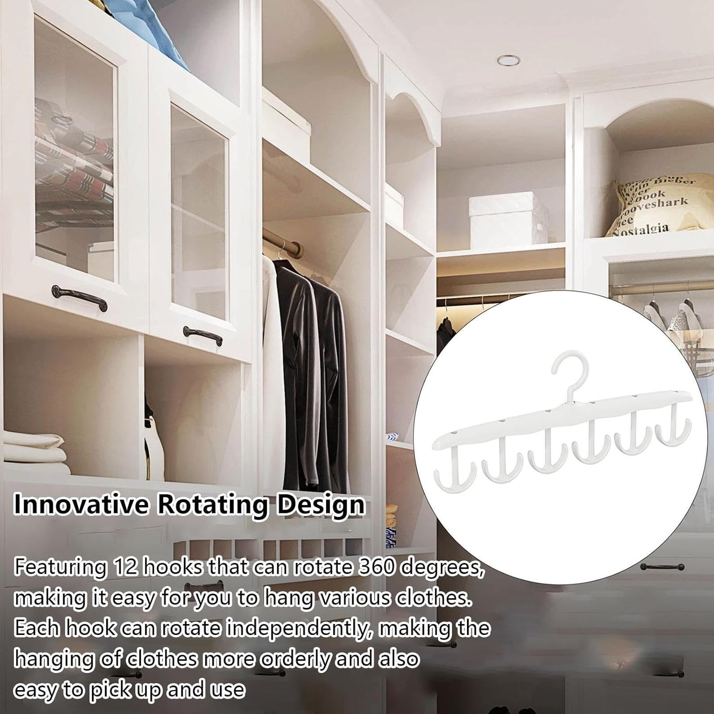 Tank Top Hanger 12-hook Space Saving Hanger Capacity Rotatable Wood Space Saving Hanger Closet Organizers And Storage For Dorm  Apartment For Tank Top