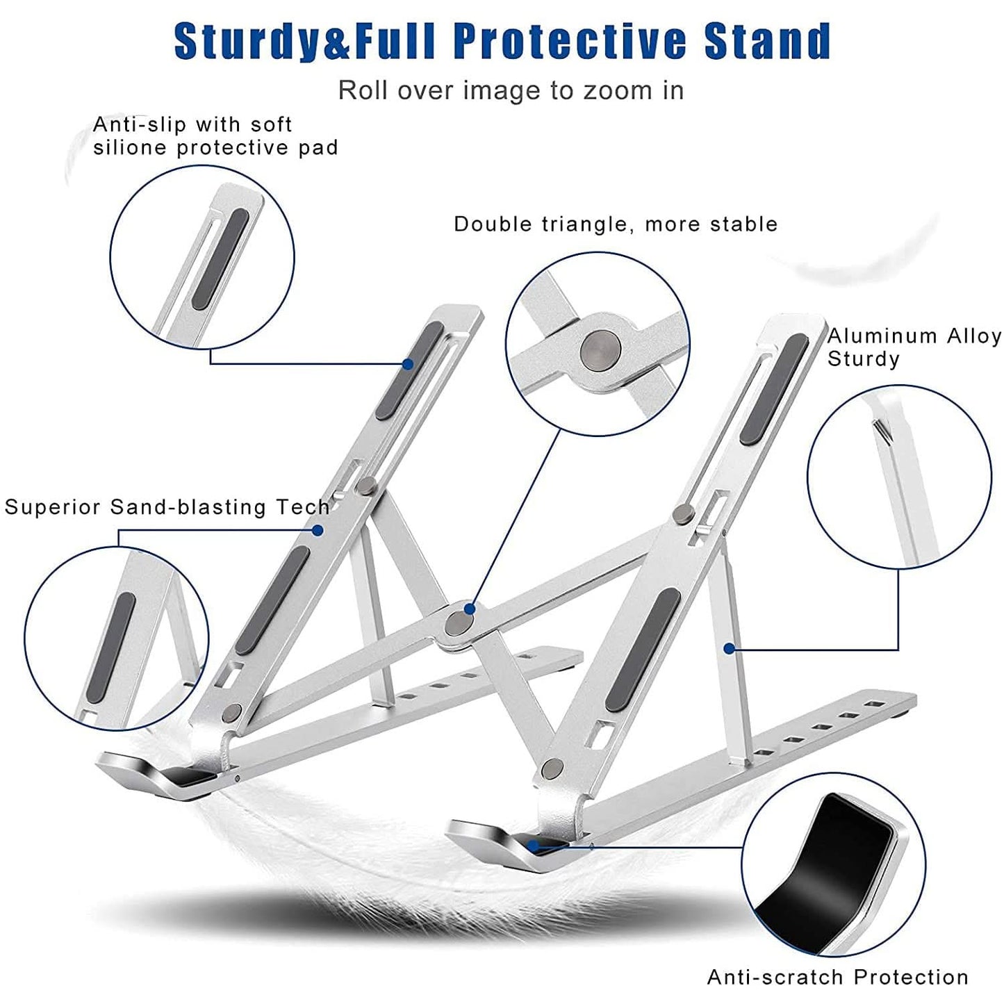 Adjustable Metal Laptop Stand – Portable Riser for Desk, Tablet & Phone