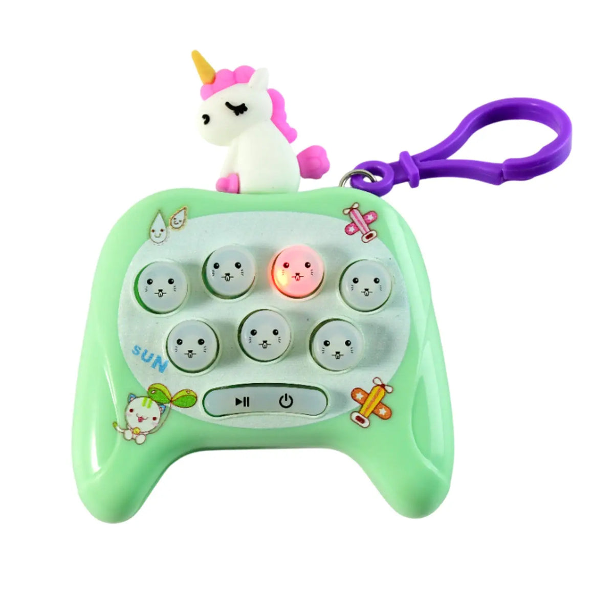 Unicorn Cartoon Push-Button Keychain Toy – Soft Press Popper with 9 Bubbles for Stress Relief, Focus & Travel Play (1 Pc) HP DD