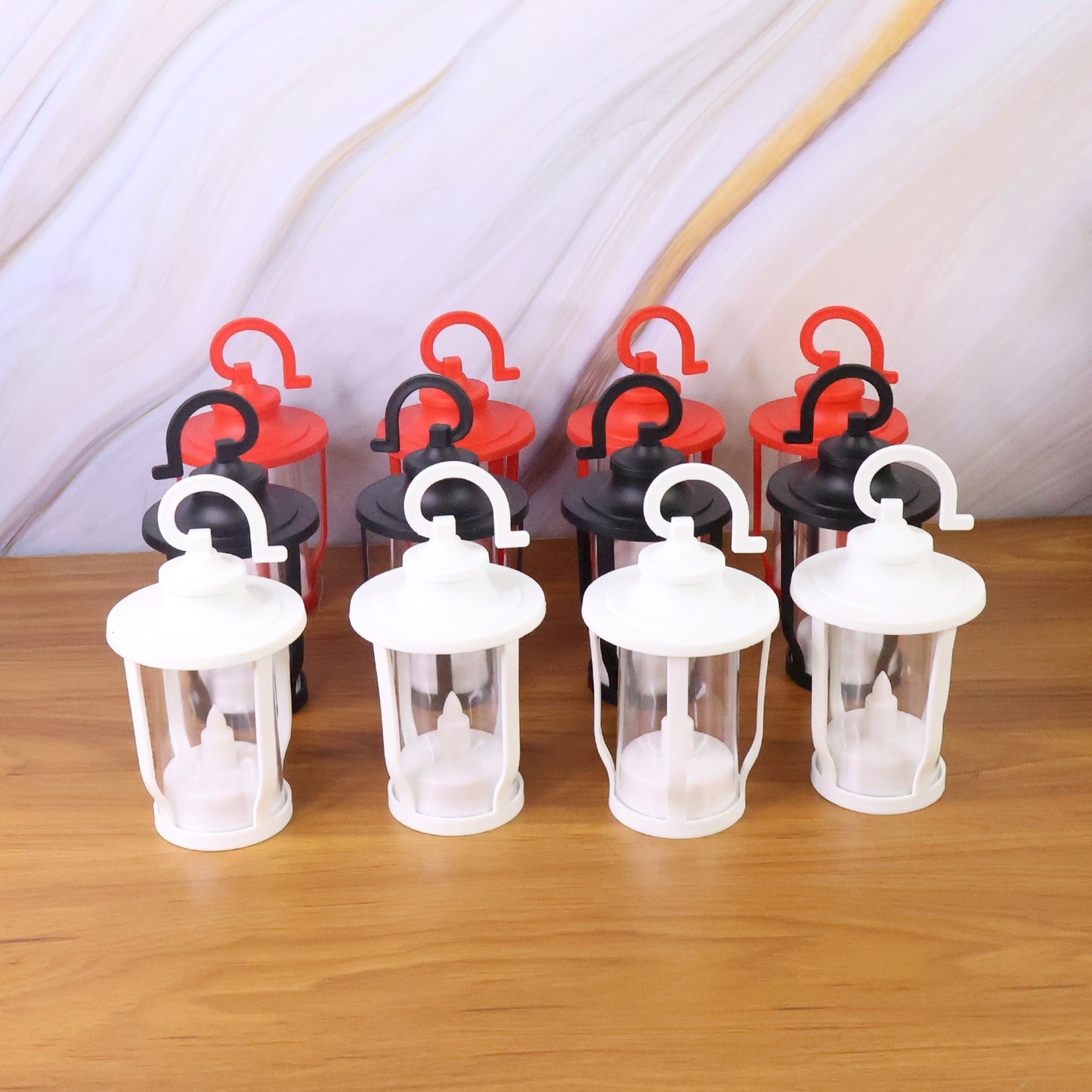 Set of 12 Decorative Lantern Shaped Flameless LED Candles with Hanging Hook