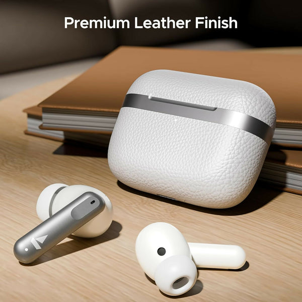boAt Airdopes 111v2, Leather Finish ,Stream Ad Free Music via App Support, Bluetooth TWS in Ear Earbuds Wireless Earphones with mic (Multi color)