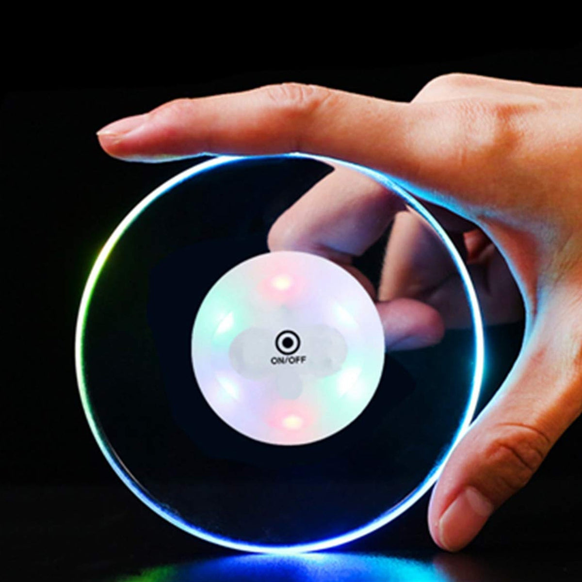 Colorful Led Cocktail Coaster Round Ultra-thin Led Drink Coaster (1 Pc) HP DD