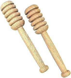 Multispace 2-Piece Mini Reusable Wooden Honey Dipper Sticks