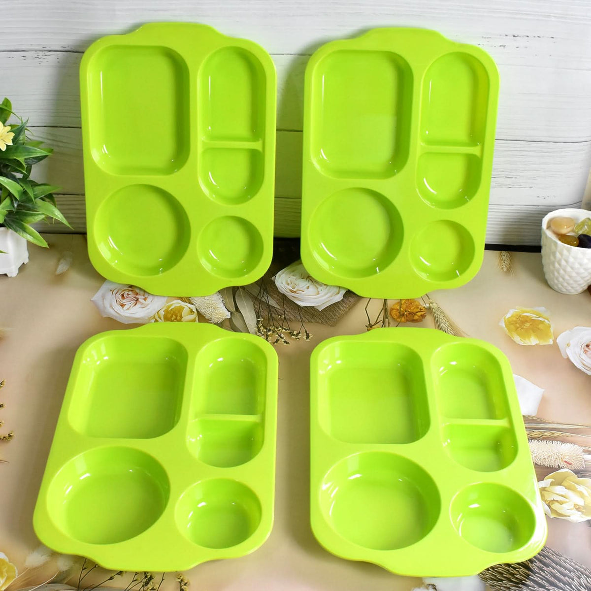 Unbreakable Plastic Food Platesbiodegradable 5 Compartment Square Plate For Food HP DD