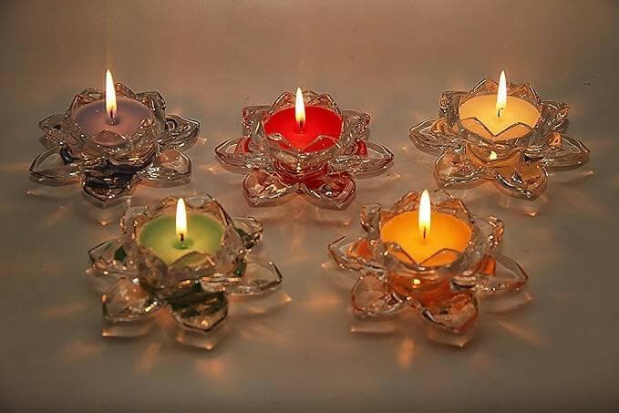 PROSPERRO LUMO Glass Lotus Candle (4.72 X 2 Inches) - HalfPe