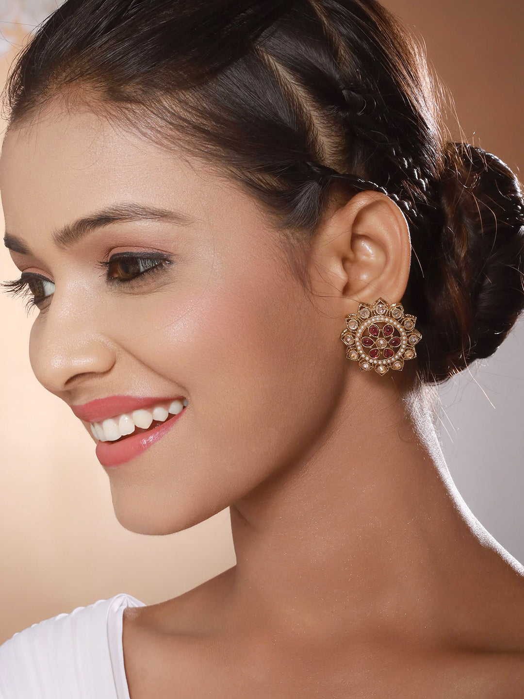 Gold-Plated Floral Stud Earrings