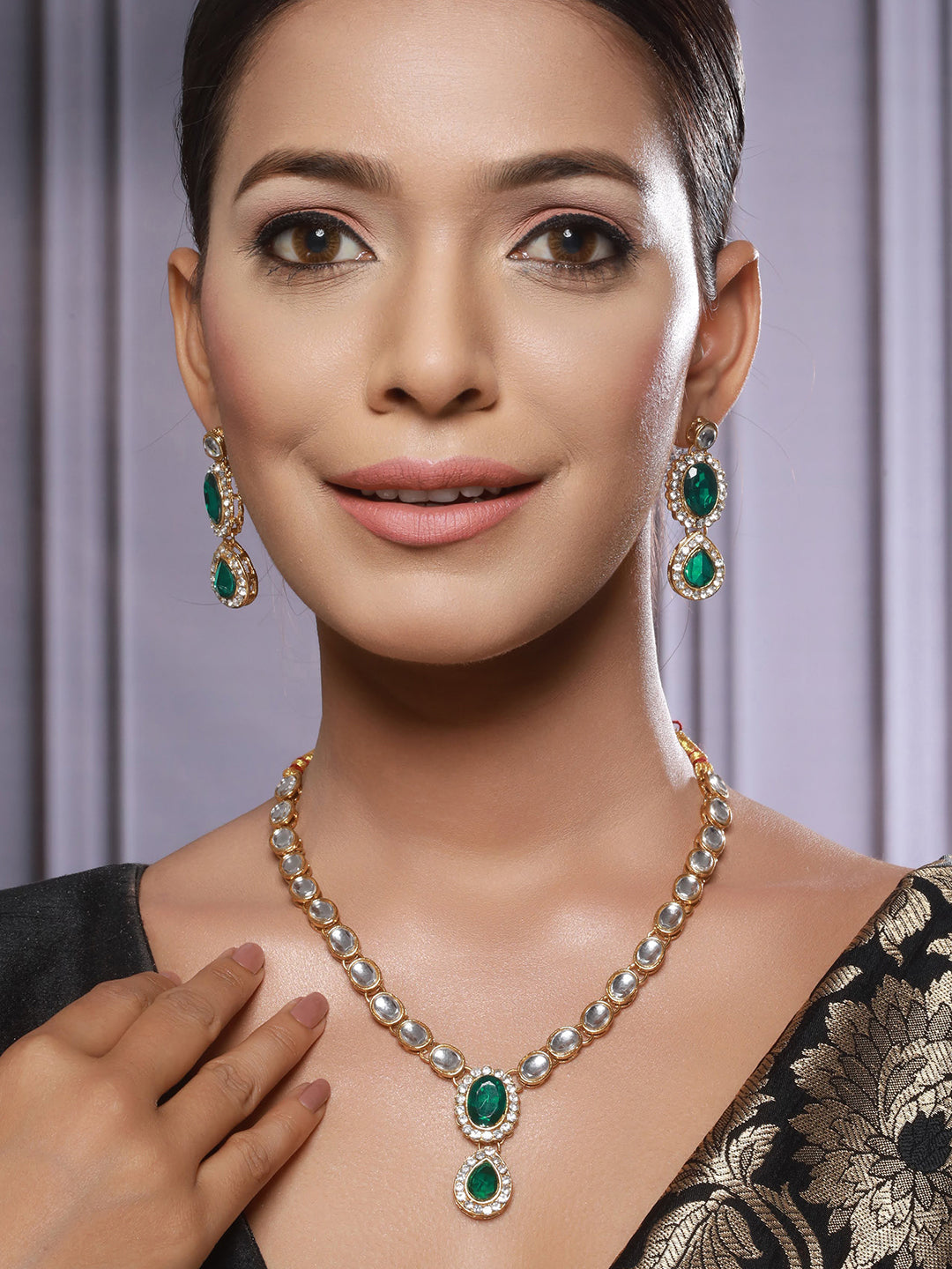 Gold-Plated Kundan-Studded Jewellery Set