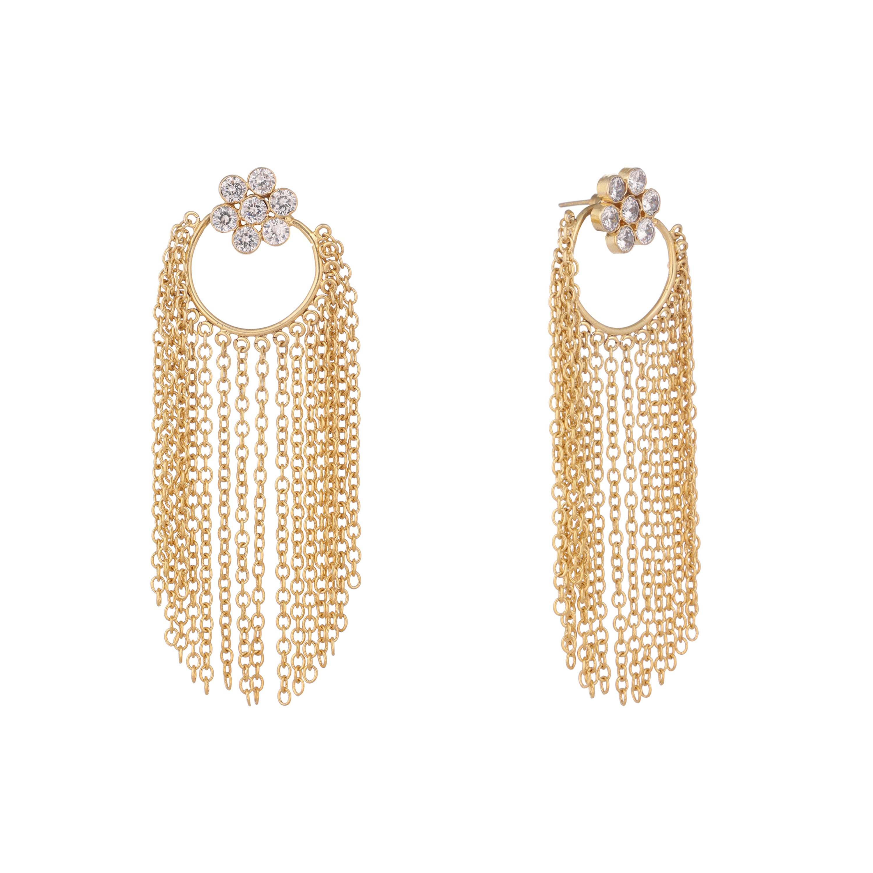 22K Gold Plated Contemporary Chain Drop Earrings