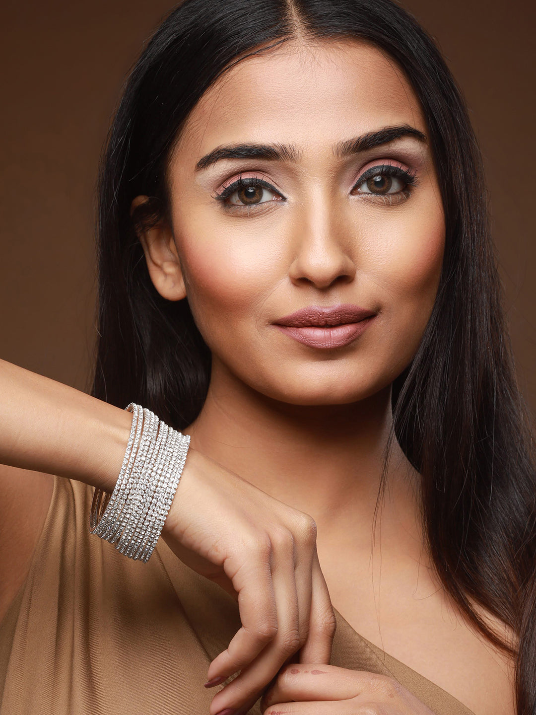 Jazz And Sizzle Set Of 12 Silver-Plated CZ-Studded Bangles