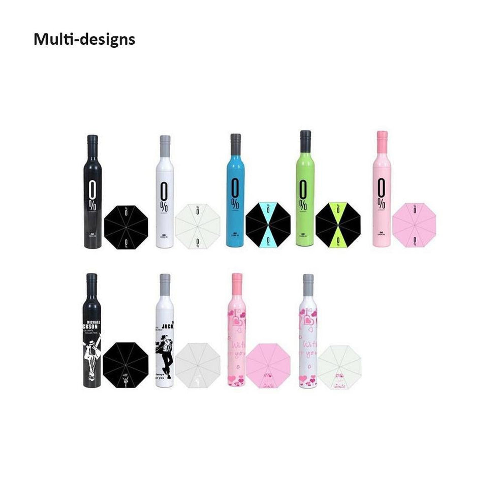 Pocket Folding Wine Bottle Umbrella Fervent 16-Rib Super-Strength Rainbow Umbrella – Windproof & Stylish Storm Protector HP DD