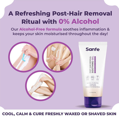 Sanfe Post Hair Removal Soothing Gel For Women Prevents From Razor Bumps & Redness Minimizes Ingrown Hair Lightweight & Soothing Use After Hair Removal Cream & Spray Dermatologist Tested-(50g)