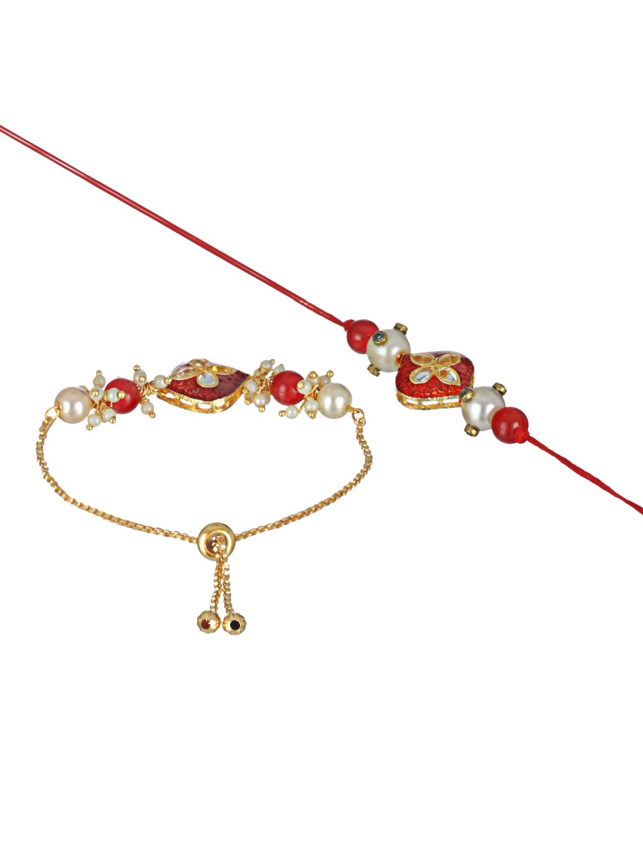 Jazz And Sizzle Set Of 2 Maroon Meenakari & Pearl  Bhayia & Bhabhi Rakhi