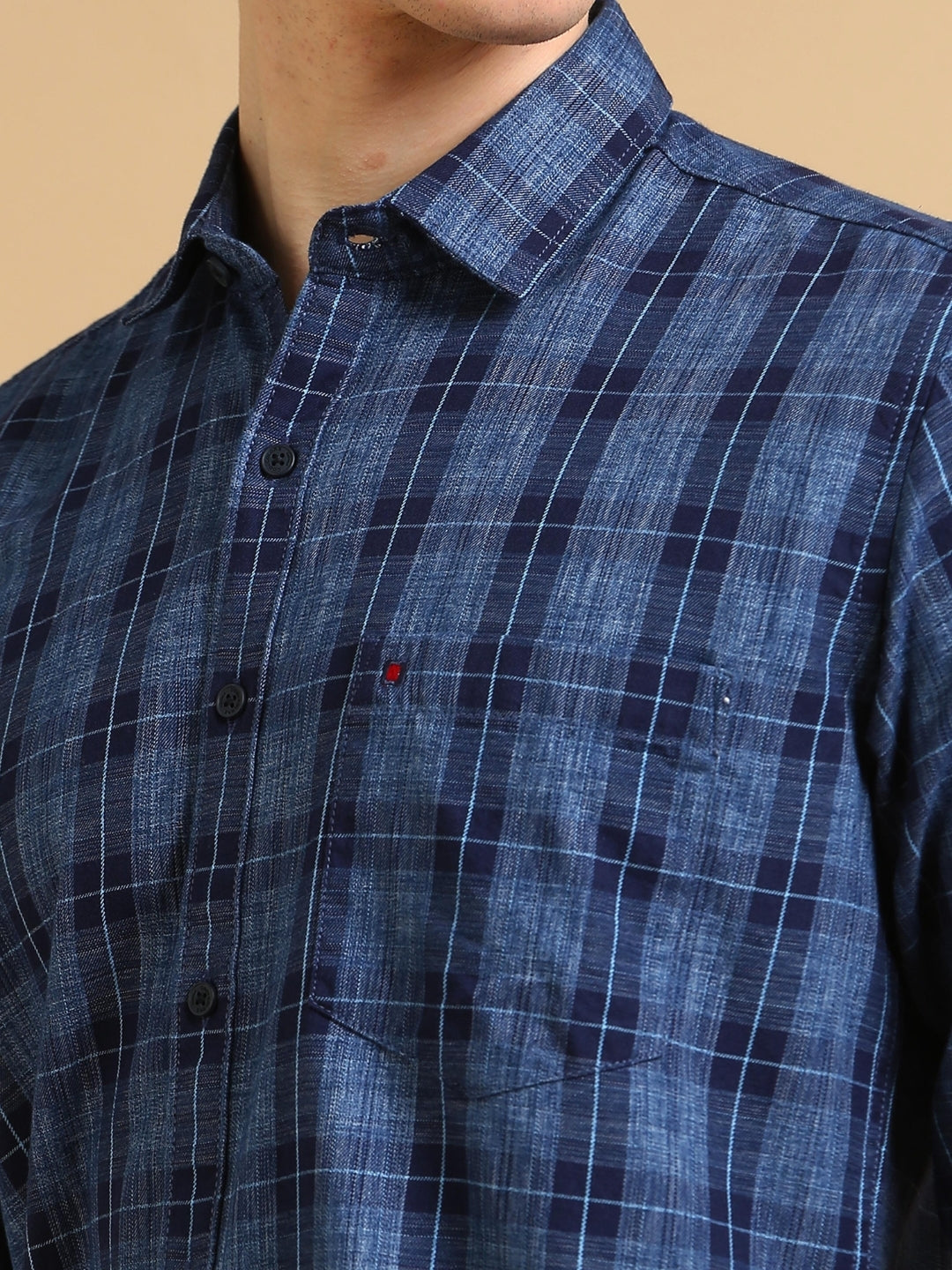 Men Blue Regular Fit Checks Full Sleeve Casual Shirt Cool Colors