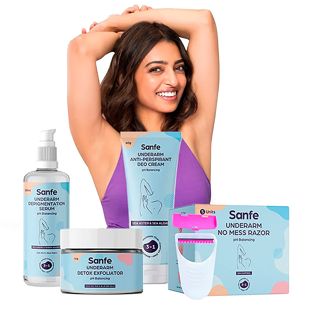 Sanfe Underarm Lightening & Depigmentation Serum for Women - 100ml with Sea Grape and Green SeaWeed Extracts Treats Hyperpigmentation & Dark Spots Natural Underarm Brightening MSDS Certified