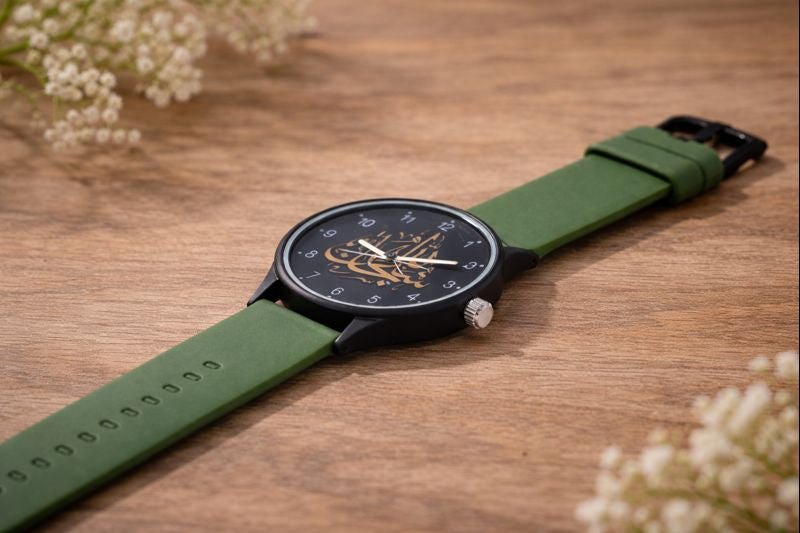Elegant Arabic Calligraphy Dial Analog Watch with Multicolour Silicone Strap – For Men & Women PM WATCHES